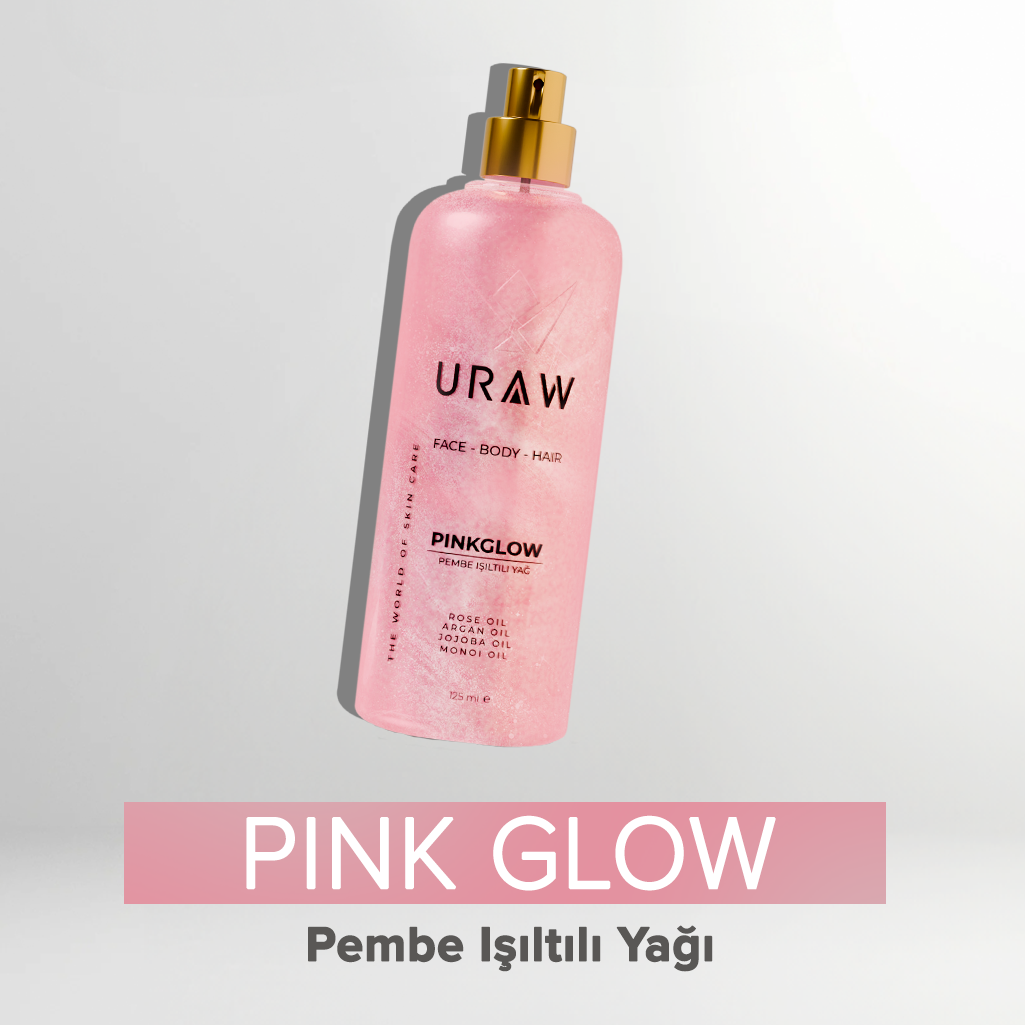 URAW Pink Glow Pembe Işıltılı Yağ | Yüz, Vücut ve Saç İçin Çok Amaçlı Bakım Yağı